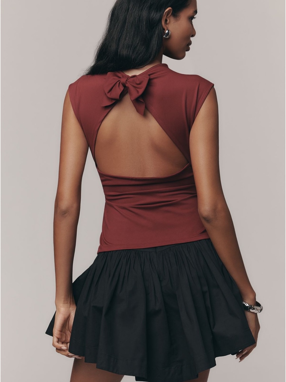 Maeve Bow back Detail muscle tee Top    Open sexy back small